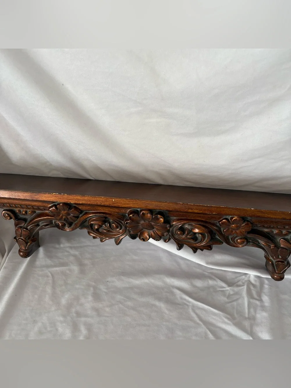 Vintage wooden baroque floral filigree wall shelf home decor large home